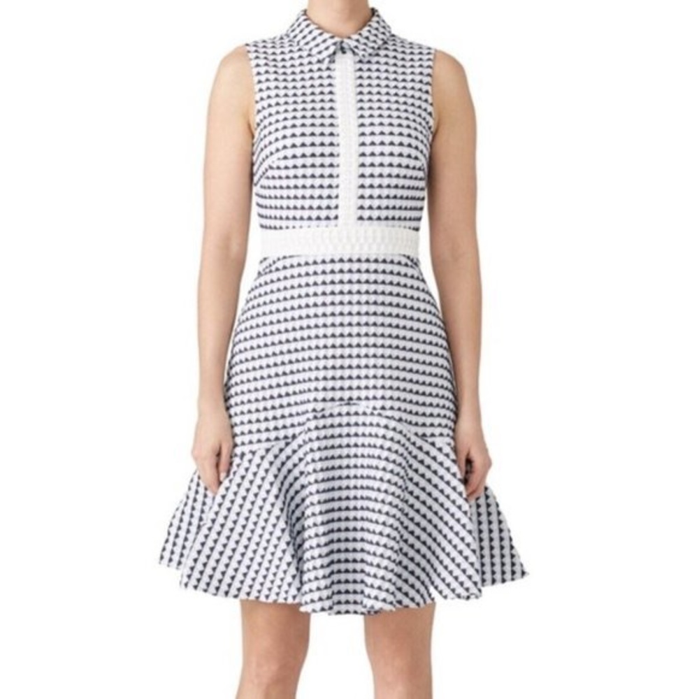 Shoshanna Back Zip Collared Salome Dress Blue Abtract